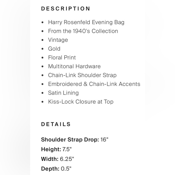 Harry Rosenfeld Vintage 1940’s Enbroidered & Chain Link Accents Evening Bag. - Picture 13 of 13